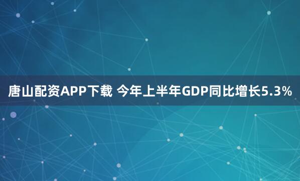 唐山配资APP下载 今年上半年GDP同比增长5.3%